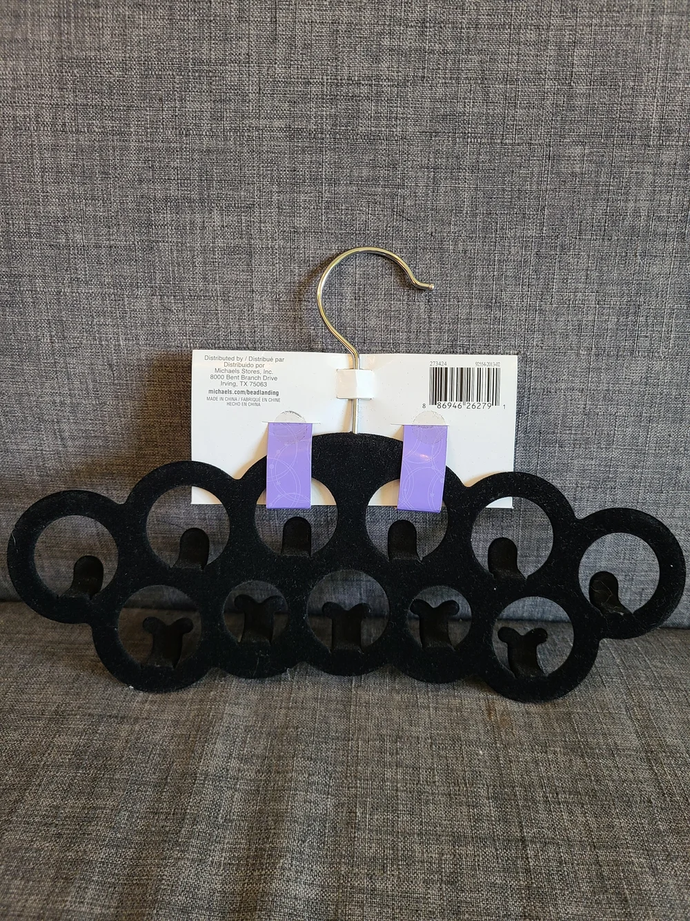 Green Tie and Belt Hangers (2) + Black Multi-Ring Scarf and Jewelry Organizer